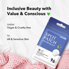 AVARELLE tea tree oil infused patches highlighting natural antiseptic blend for blemishes.