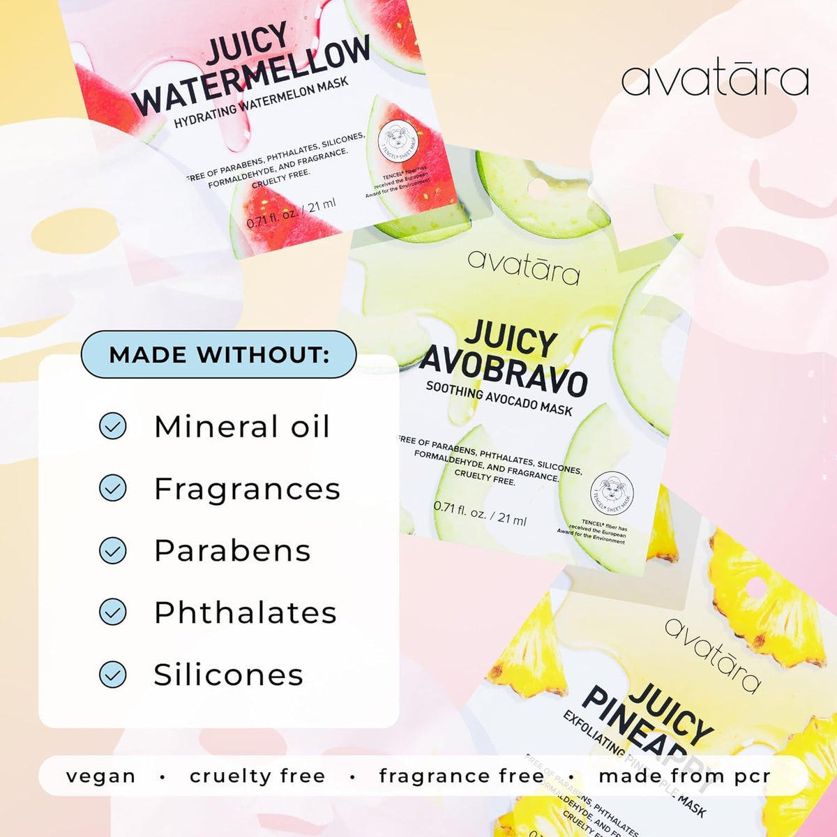 Avatara All-Stars watermelon mask close-up for deep hydration and glow.