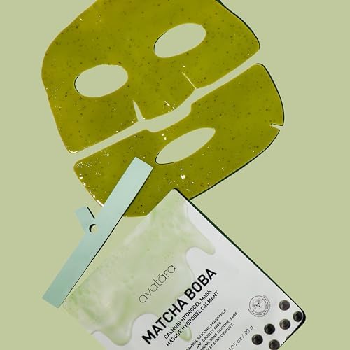 Avatara Boba Goals hydrogel sheets applied on cheek for cooling hydration