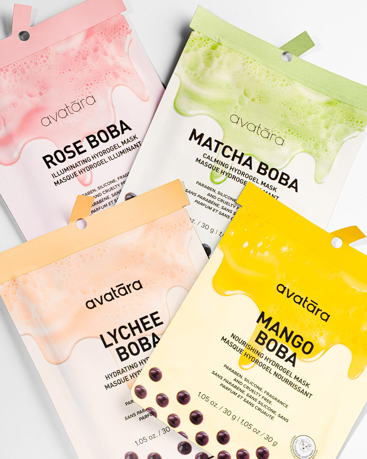 Avatara Boba Goals Rose mask on skin with hydrated glow
