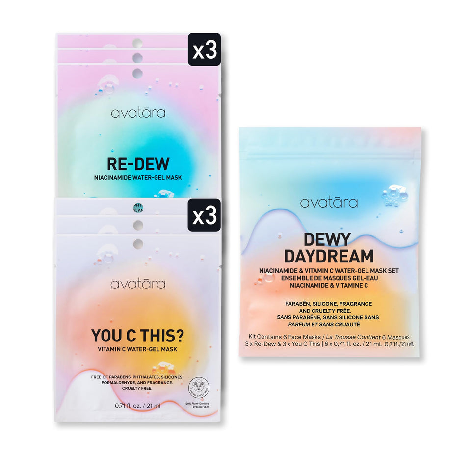 Avatara Dewy Daydream 6-pack packaging showing six gel masks.