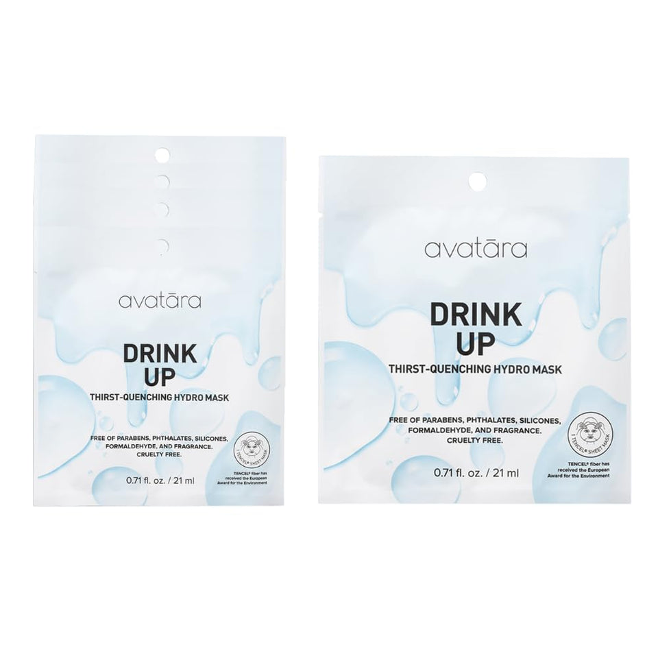 Avatara Drink Up 5-pack front view shows clean hydration for all skin types.