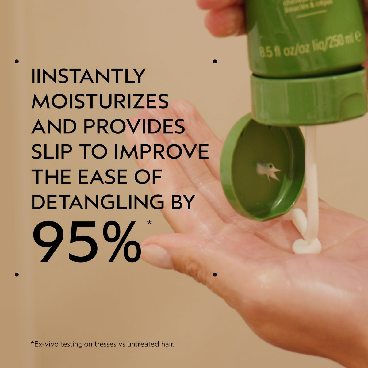 Aveda Be Curly Advanced Conditioner label detail highlighting its natural ingredients.