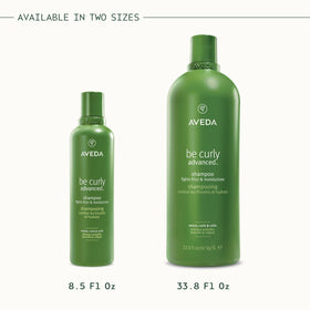 Packaging of Be Curly Advanced Shampoo emphasizing eco-friendly design