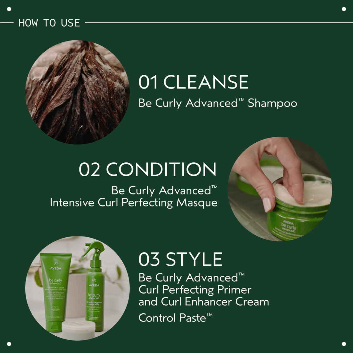 Aveda Be Curly frizz protection visible on curly hair.