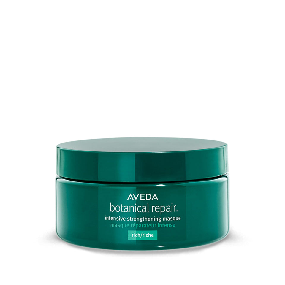 Aveda Botanical Repair Intensive Strengthening Masque Rich bottle shown for bond-building conditioning.
