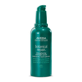 Aveda Botanical Repair overnight serum bottle showing bond-building formula for stronger hair