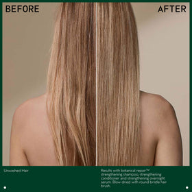 Aveda serum close-up on hair displaying smooth, detangled strands