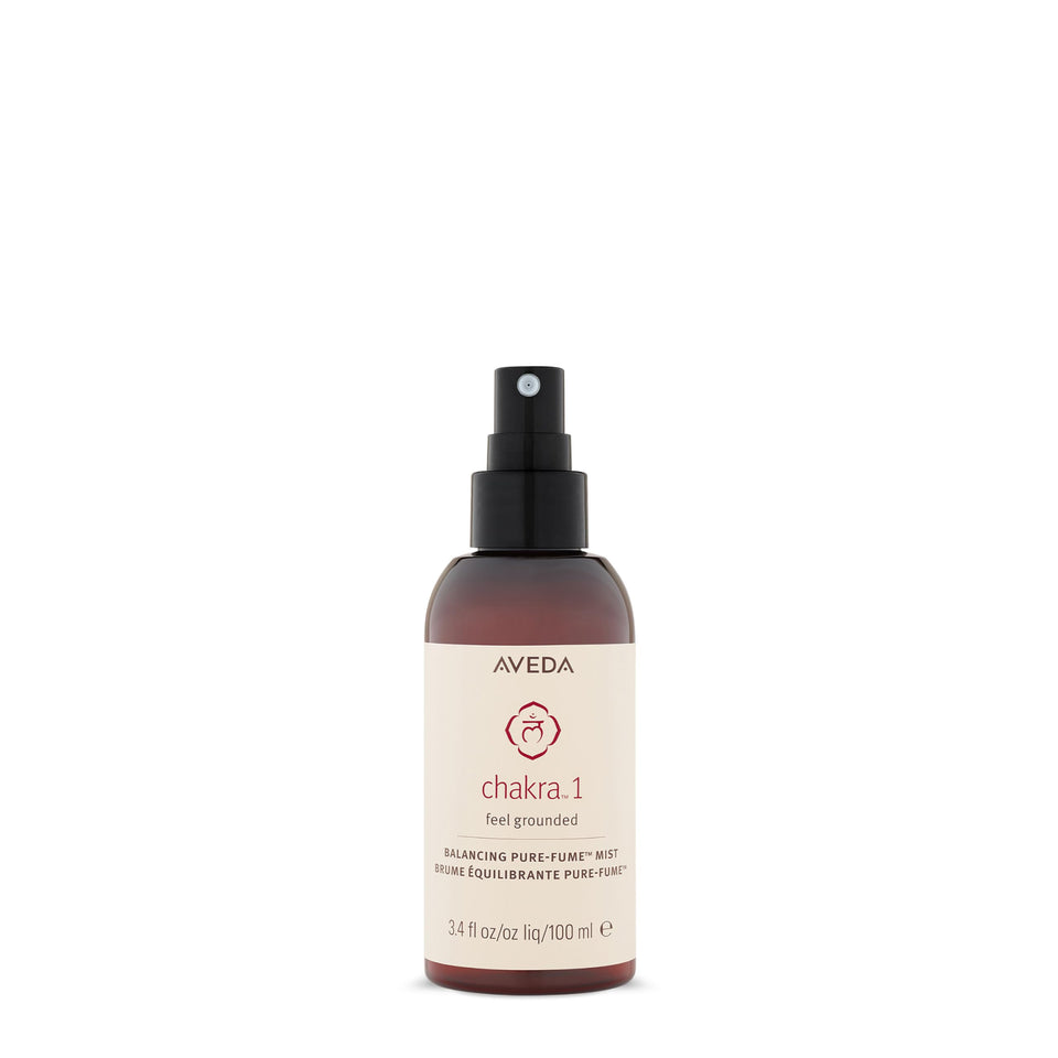 Aveda Chakra 1 Pure-Fume Mist bottle pour for grounding energy.