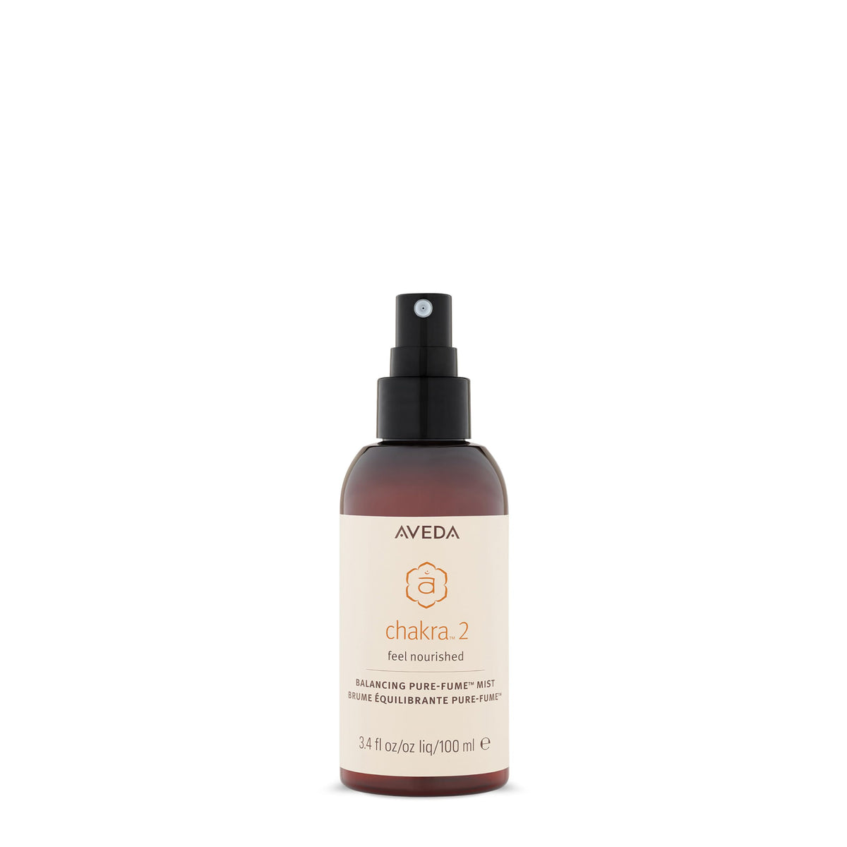 Aveda Chakra 2 bottle pour with sandalwood balance note for calm