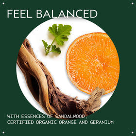 Aveda Chakra 2 bottle highlighting sandalwood note for balance