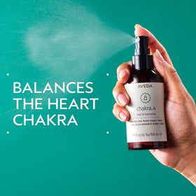 Aveda Chakra 4 sandalwood note highlights a soothing aroma for focus.