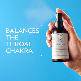 Aveda Chakra 5 spray in use to refresh mood and focus