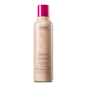 Aveda Cherry Almond Body Lotion jar close-up showing nourishing formula for soft skin