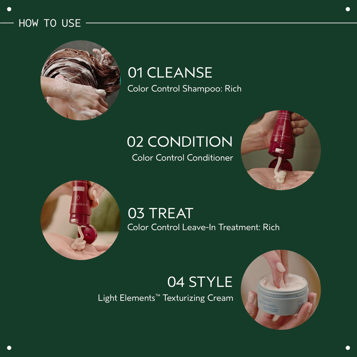 AVEDA Color Control Conditioner highlights apricot oil and botanical complex.