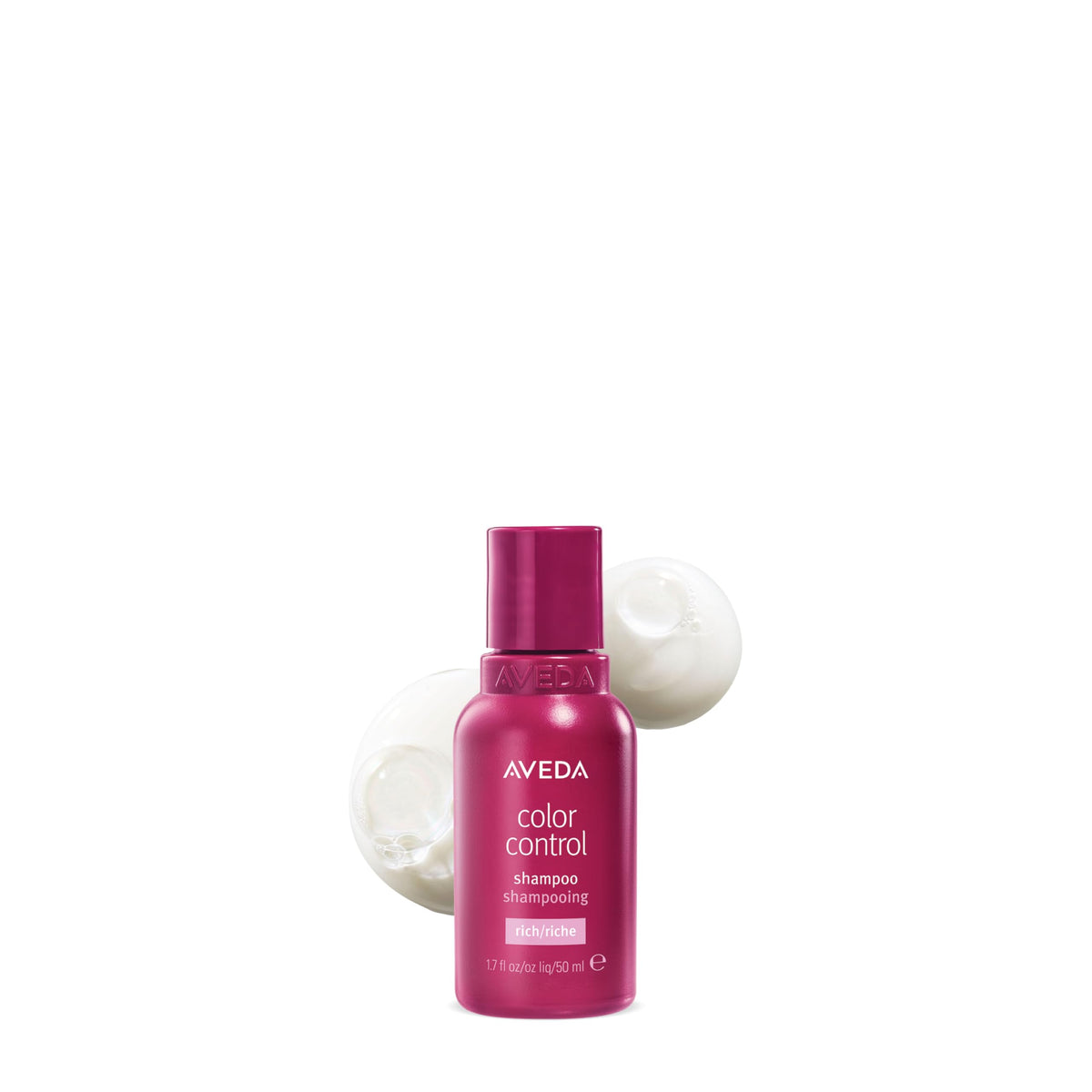 Aveda Color Control Rich Shampoo bottle demonstrates color protection for color-treated hair.