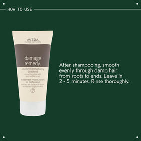 Shelf scene featuring Aveda Damage Remedy Intensive as a weekly repair ritual.