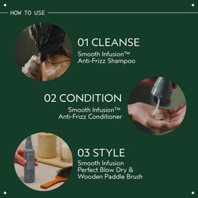 Aveda Smooth Infusion being massaged into hair during cleansing.