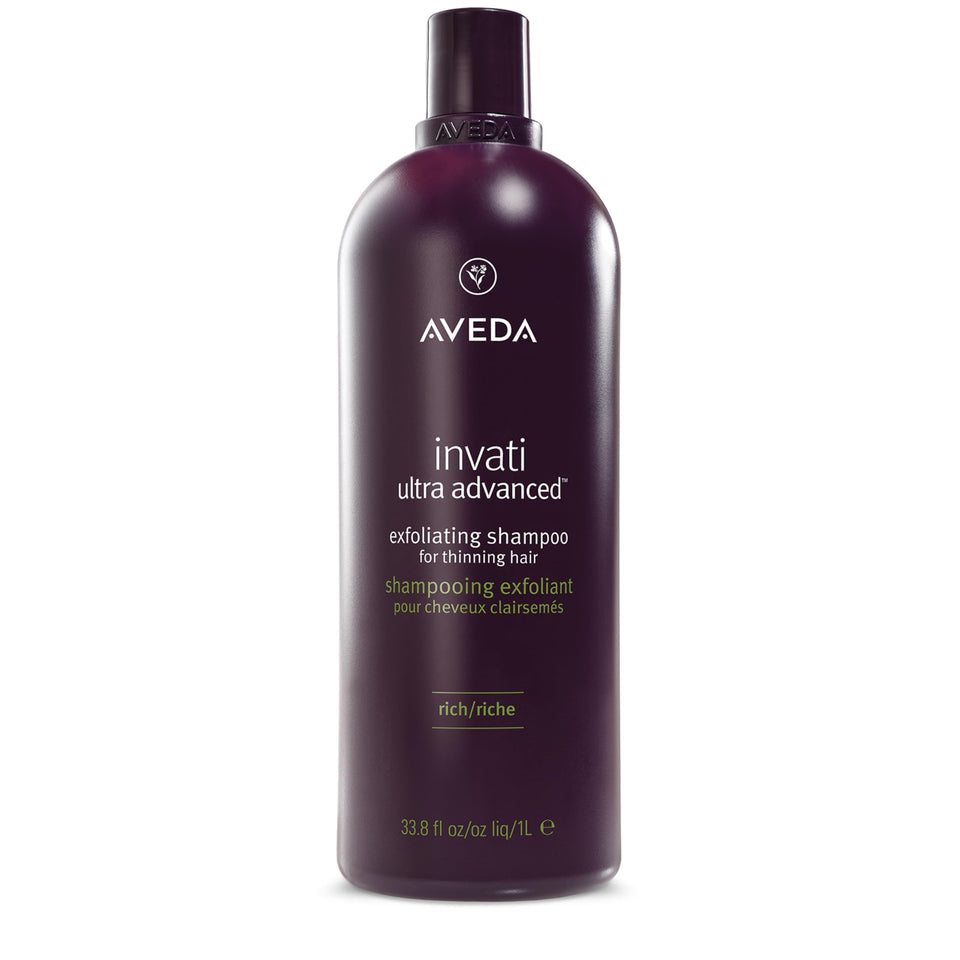 Aveda Invati Ultra Advanced Exfoliating Shampoo Rich bottle close-up for thinning hair