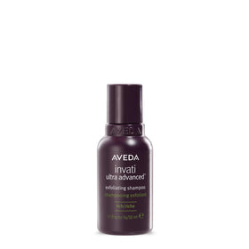 Aveda Invati Ultra Exfoliating Shampoo Rich bottle shows gentle cleansing for thinning hair.