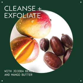 Close-up of jojoba beads delivering mild physical exfoliation.