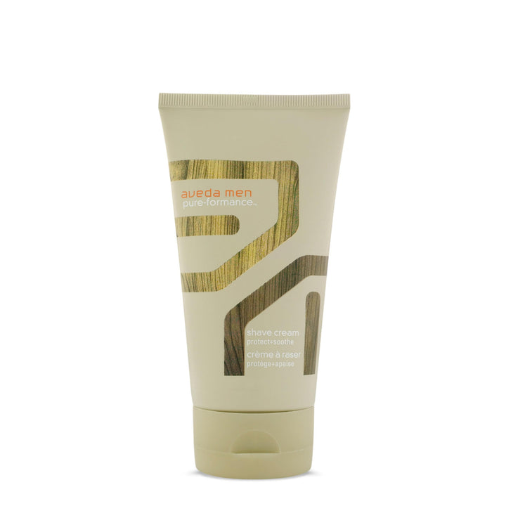 Aveda Men Pure-Formance Shave Cream tube close-up showing a smooth, moisturizing shave.