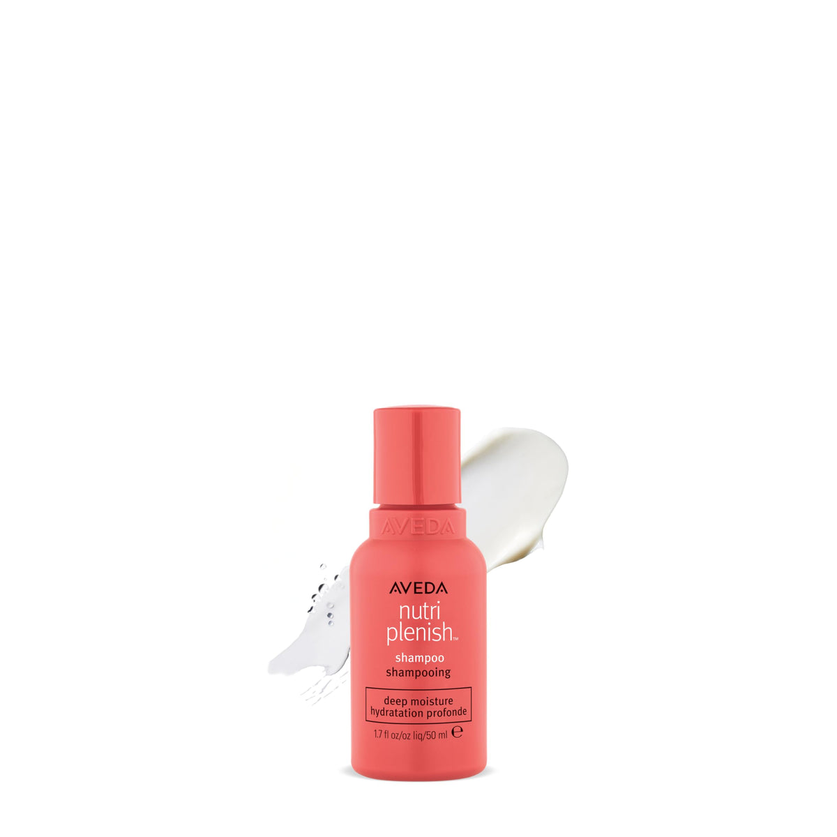 Aveda Nutriplenish Deep Moisture shampoo bottle highlights rich hydration for dry hair.
