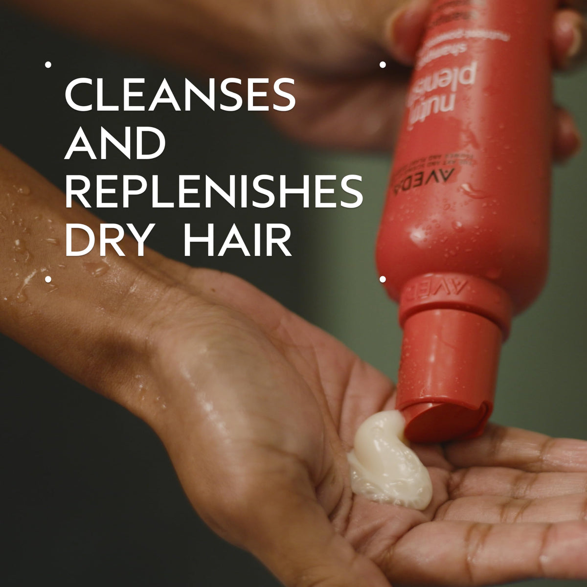 Aveda Nutriplenish Deep Moisture foam demonstrates gentle cleansing and lather.