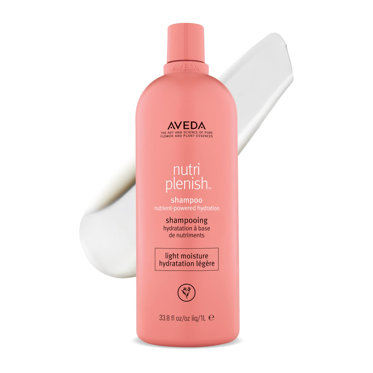 Aveda Nutriplenish shampoo bottle front showing lightweight hydration for dry hair