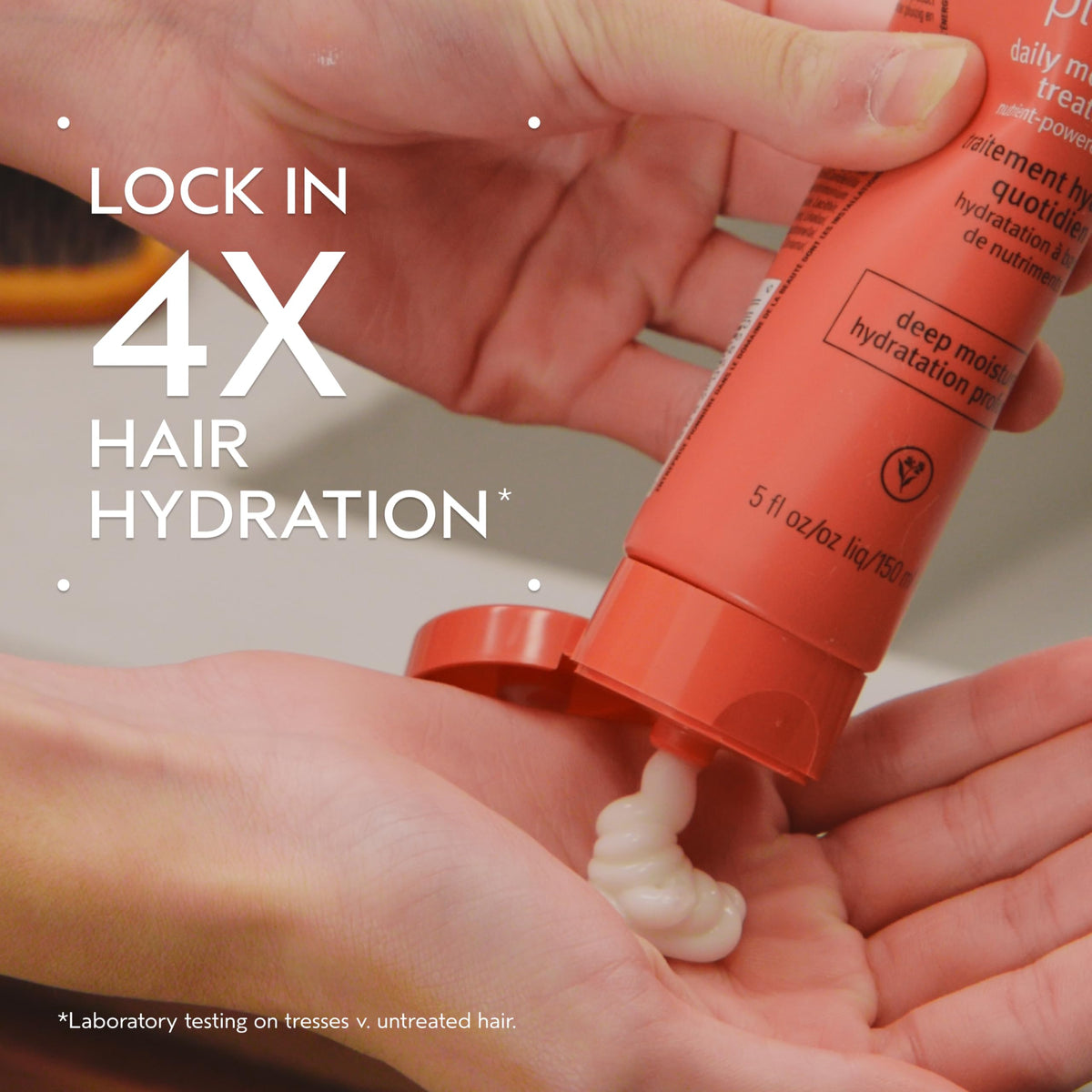 Aveda Nutriplenish treatment applied to damp hair for moisture.