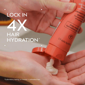 Aveda Nutriplenish treatment applied to damp hair for moisture.
