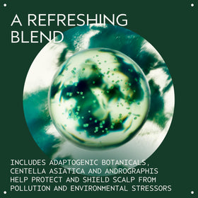 Aveda scalp mist applied on scalp demonstrating cooling and oil control benefits.