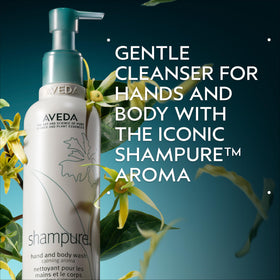 Aveda Shampure creamy lather close-up demonstrates gentle cleansing for skin.