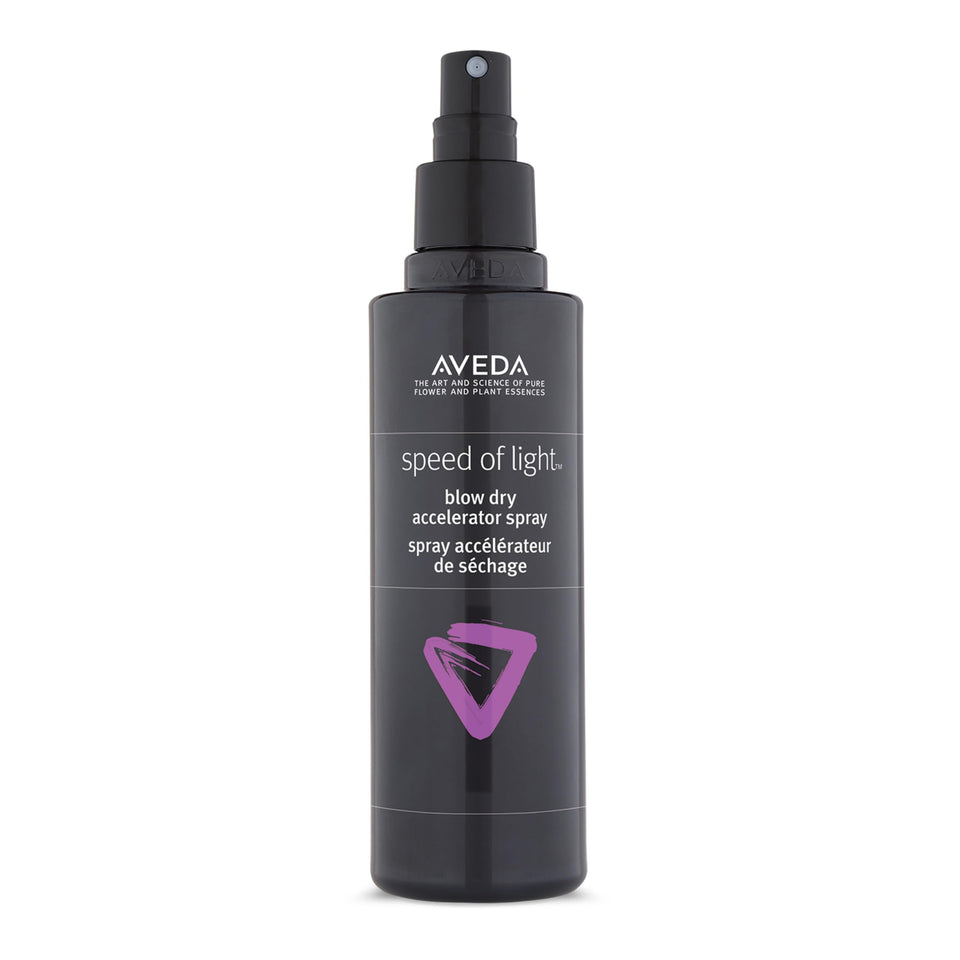 Aveda Speed of Light bottle being poured for easy application and faster styling