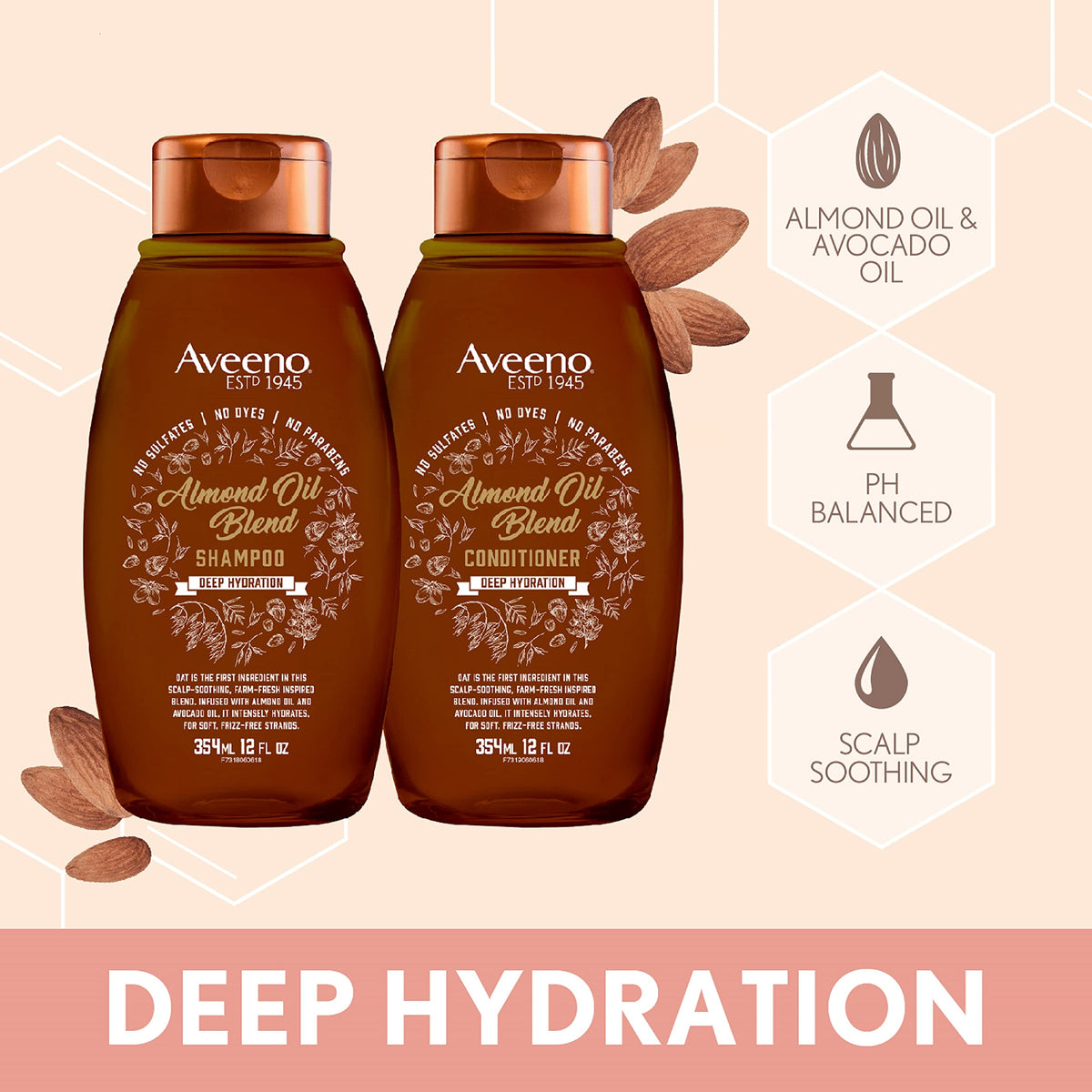Aveeno Almond Oil Blend Shampoo for thick curly hair hydration