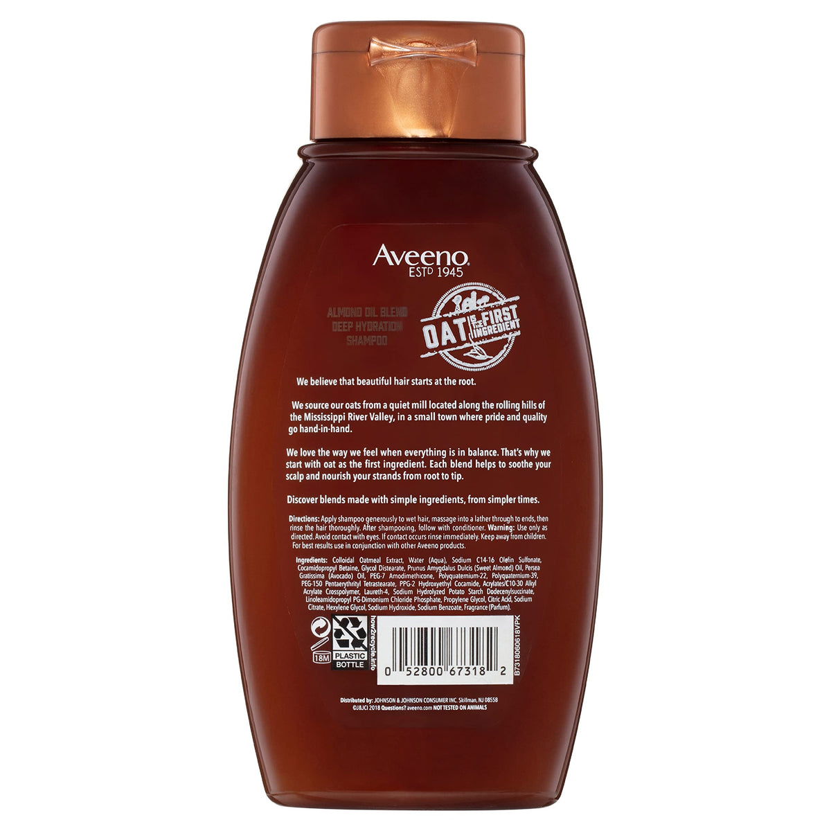 Aveeno Almond Oil Blend Shampoo applied to wet hair for deep hydration