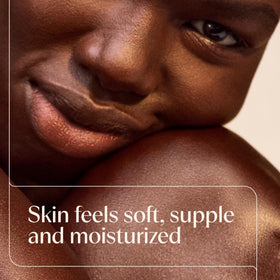 Aveeno Calm + Restore Oat Gel application routine image shows upward, outward massage for even spread.