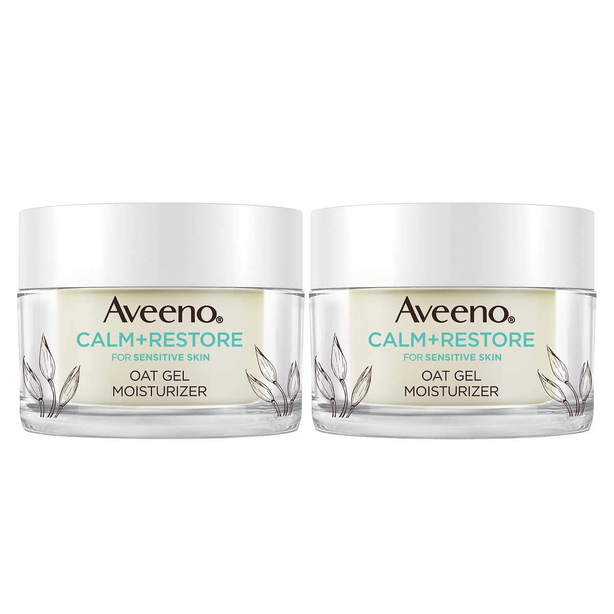 Close-up of Aveeno Calm+Restore bottle cap and fragrance-free formula.