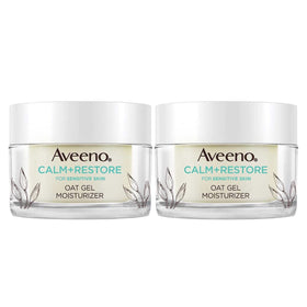 Close-up of Aveeno Calm+Restore bottle cap and fragrance-free formula.