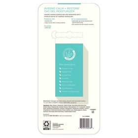 Front view of Aveeno Calm+Restore packaging highlighting dermatologist-backed brand.
