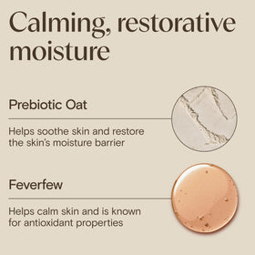 Aveeno Calm + Restore Oat Gel swatch on skin demonstrates soothing hydration for sensitive skin.