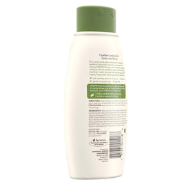Aveeno on bathroom shelf suggesting daily skincare routine