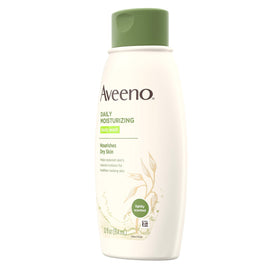 Shower scene featuring Aveeno wash for easy cleansing