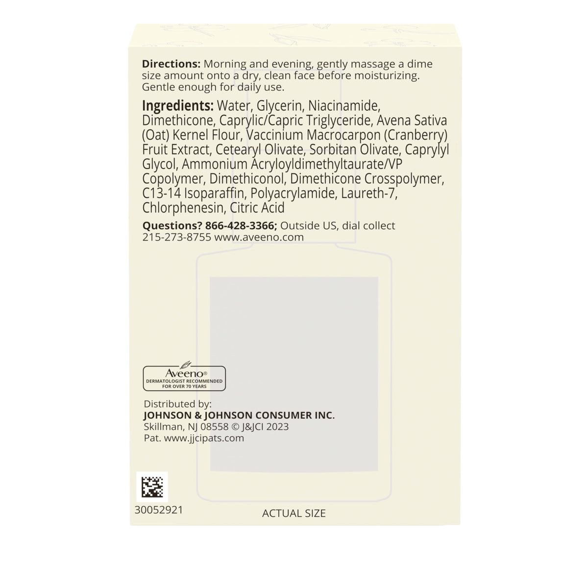 Aveeno daily routine scene with serum and moisturizer.