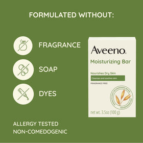 Aveeno Gentle Moisturizing Bar back-of-pack view shows ingredients.