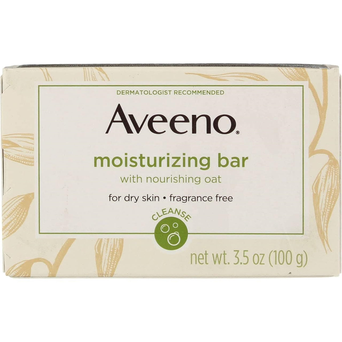 Aveeno Moisturizing Bar packaging box; compact daily cleanser design.