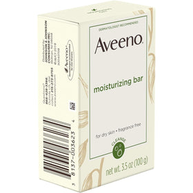 Aveeno Moisturizing Bar pack of six stacked for easy storage.