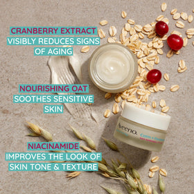 Aveeno oat texture macro shot conveys hydrating formula on the skin