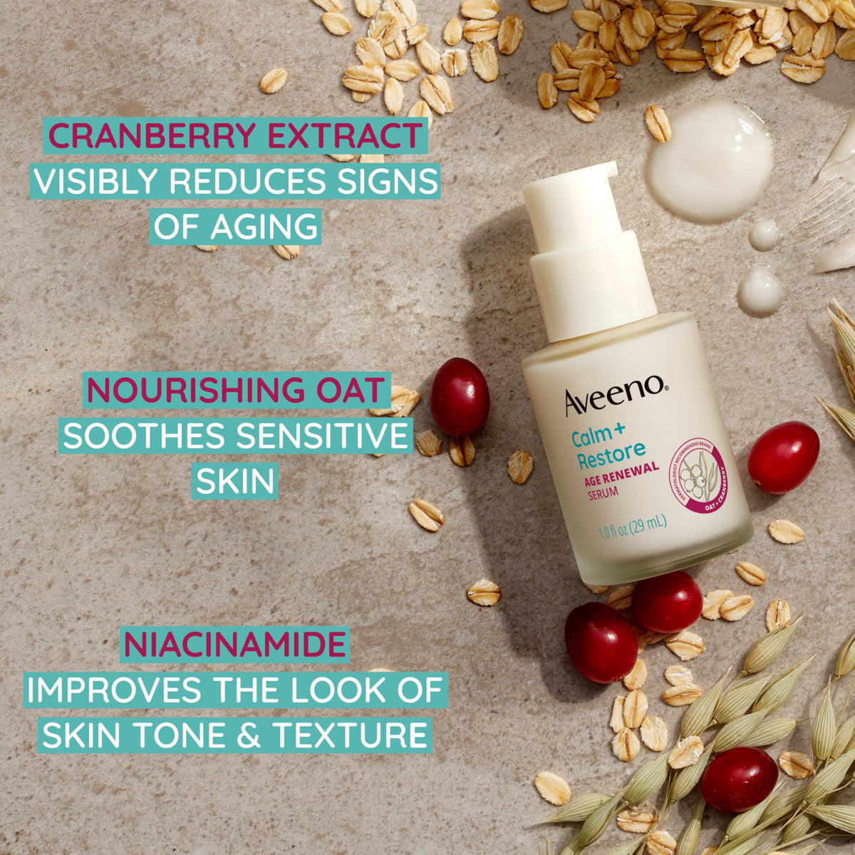 Aveeno oat ingredient detail highlights nourishing formula for skin comfort.
