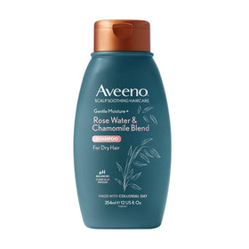 Aveeno Rosewater and Chamomile shampoo bottle, gentle sulfate-free cleansing.